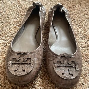 Tory Burch Reva Italian Croc Print (Tonal Logo)